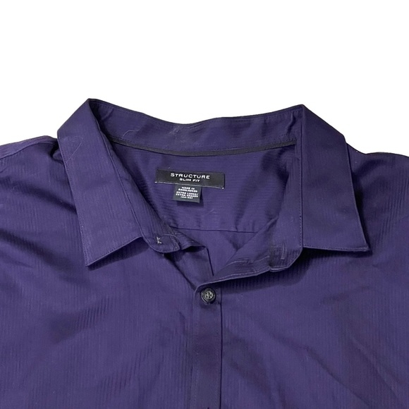 Structure Button Up Shirt Purple Cotton Long Sleeve Button Cuff - Picture 3 of 9
